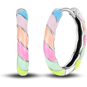 Women Colorful 2 Drop Earrings Various Hypoallergenic Star moon Sterling Silver